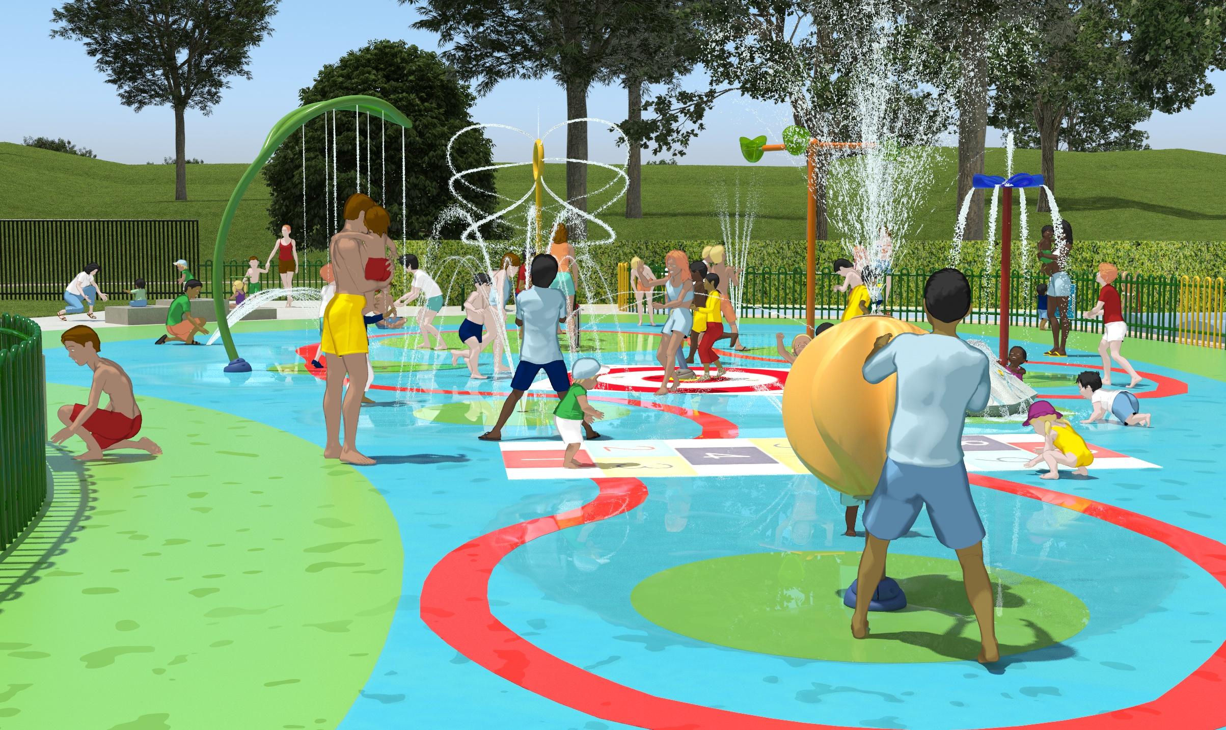 Artists impression of a new splash park planned for Hinksey Park