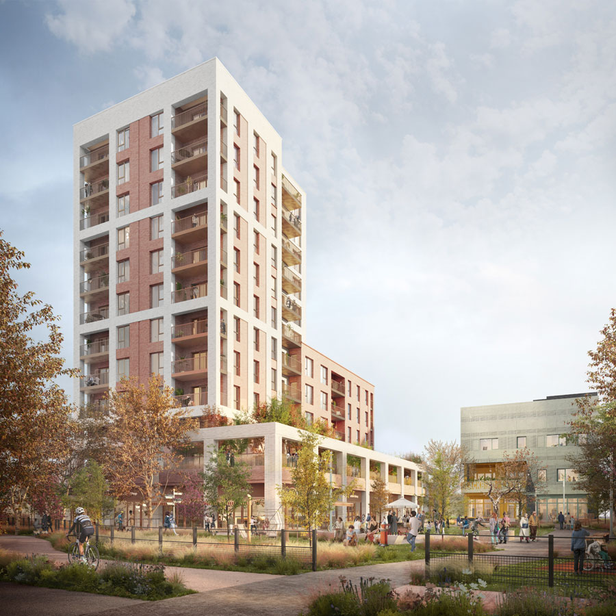 Artist's impression of Blackbird Leys redevelopment including Buidling A and community centre