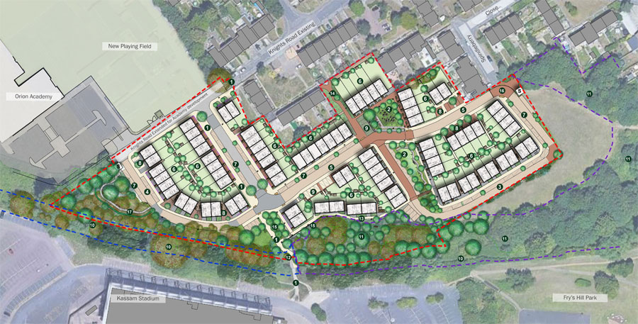 Plan for development oif site at Knights Road