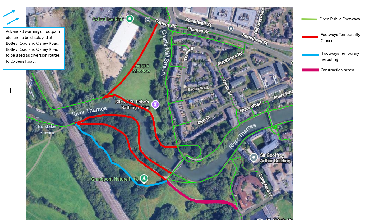 Map of footpath closures
