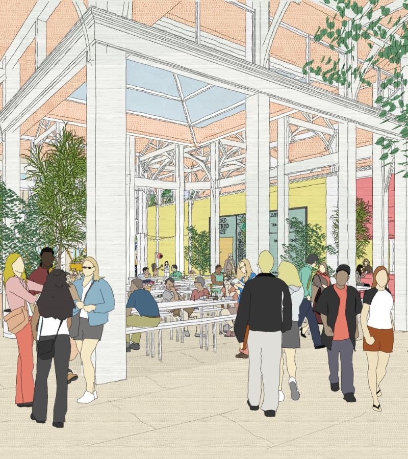 Suggested artist impression of central square of Covered Market following redevelopment