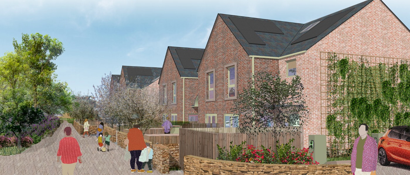 Architect's impression of 10 new council homes in Lanham way