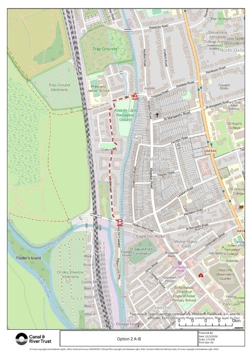 Map of option 2 diversion. Written route in text below.