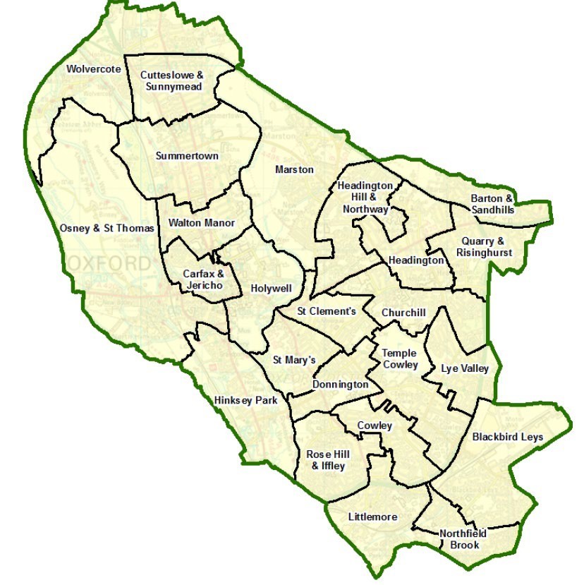 Oxford City Council ward boundaries map